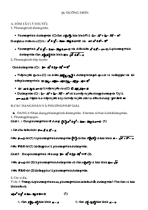 Đề cương ôn tập Hình học Lớp 10 - Chương 3 Phương pháp toạ độ trong mặt phẳng - Bài 4 Đường tròn